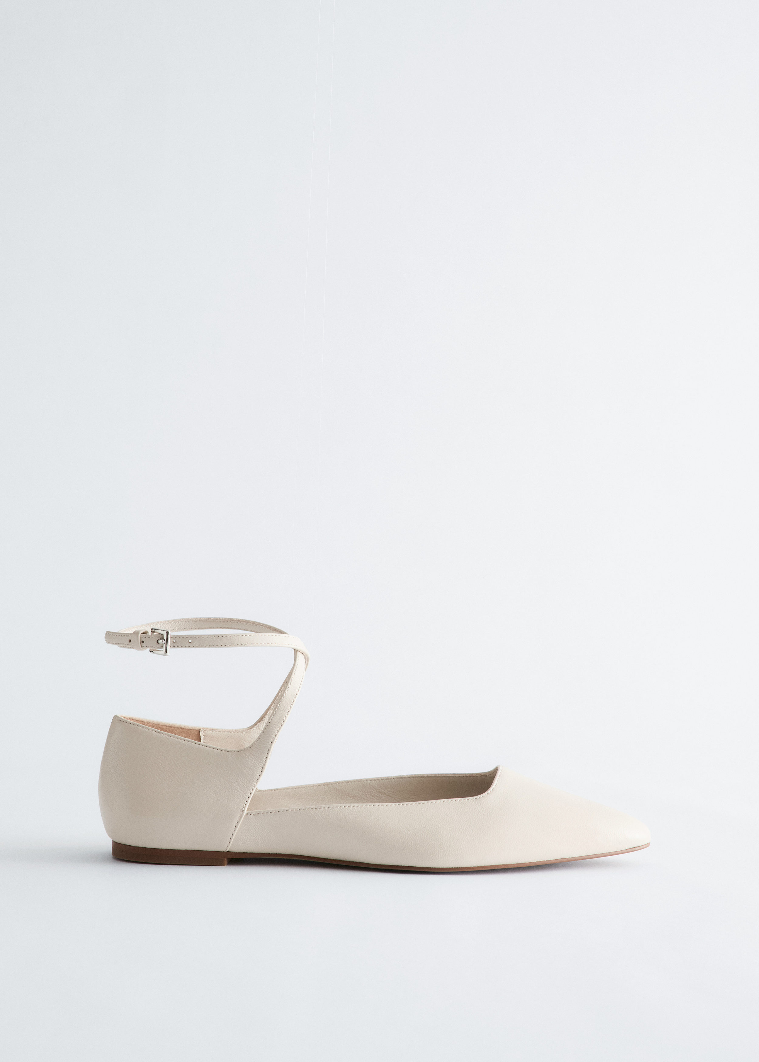 & Other Stories LEATHER CROSS-STRAP BALLET FLATS