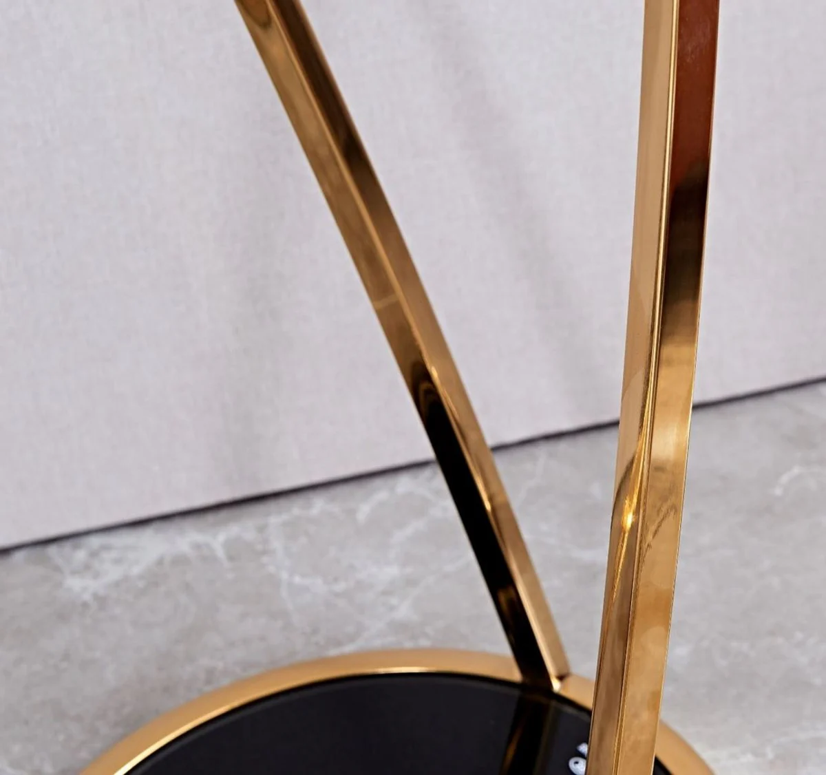 Luxury side table gold / black Ø 35 x H. 90 cm - Round stainless steel flower table with tinted glass tops - Living room furniture - Luxury furniture