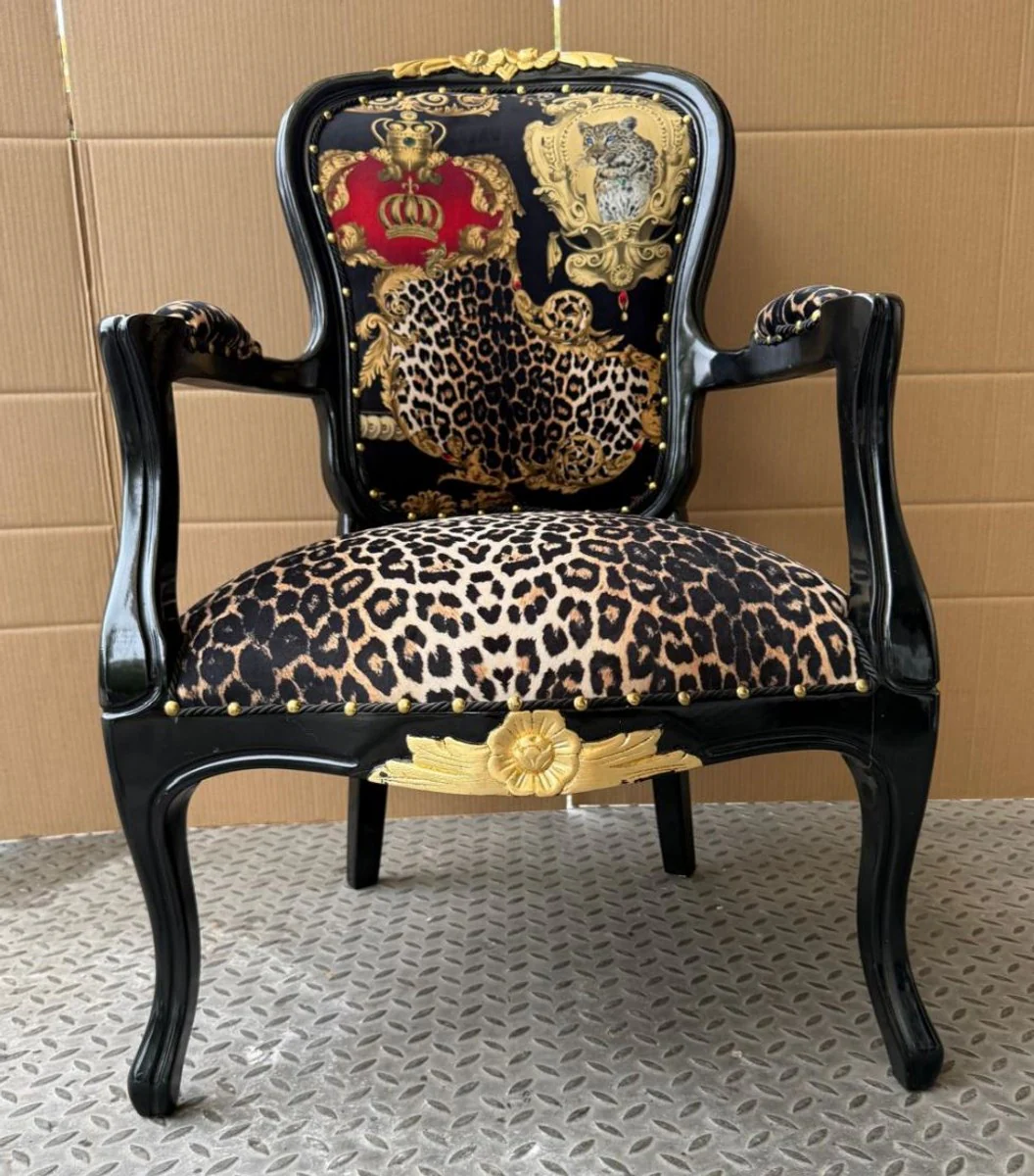 Pompöös by Luxury Baroque Salon Chair Leopard / Black - designed by Harald Glööckler