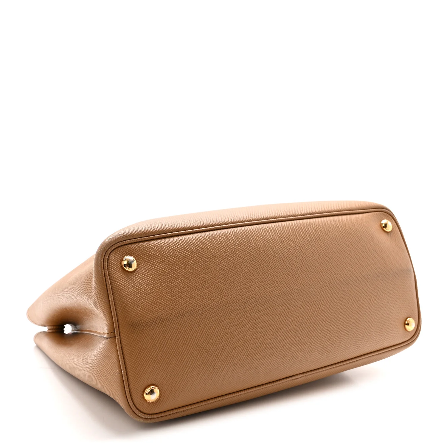 Saffiano Cuir Medium Double Handle Bag Caramel Fuoco - Top Club