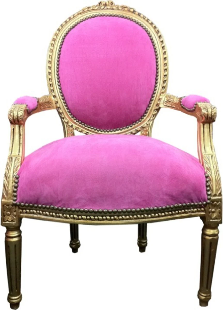 Barock Salon Stuhl Rosa / Gold Mod2