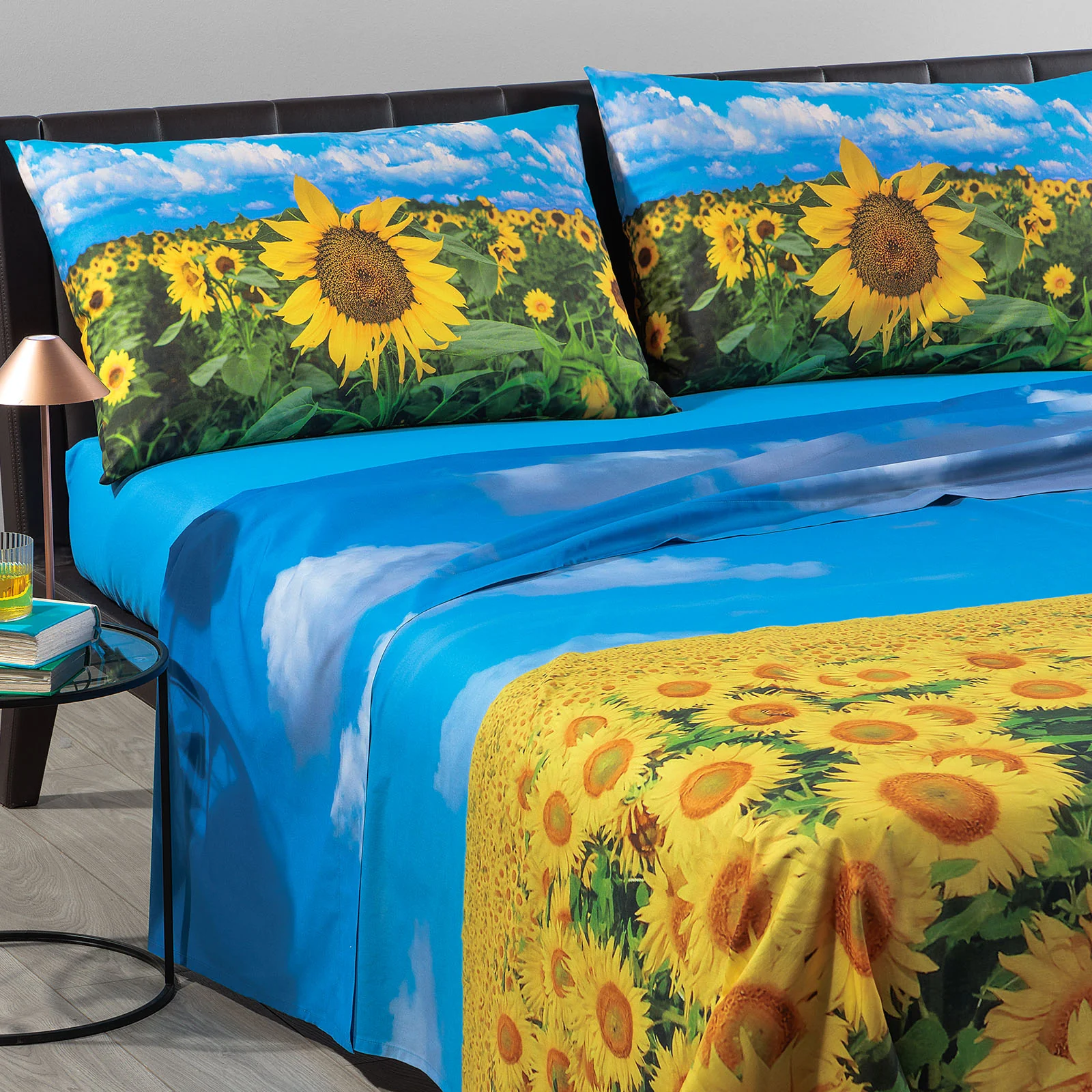 Lenzuola Copriletto In Cotone Girasoli By Carmassi Matrimoniale Unica Sogni Di Viaggio