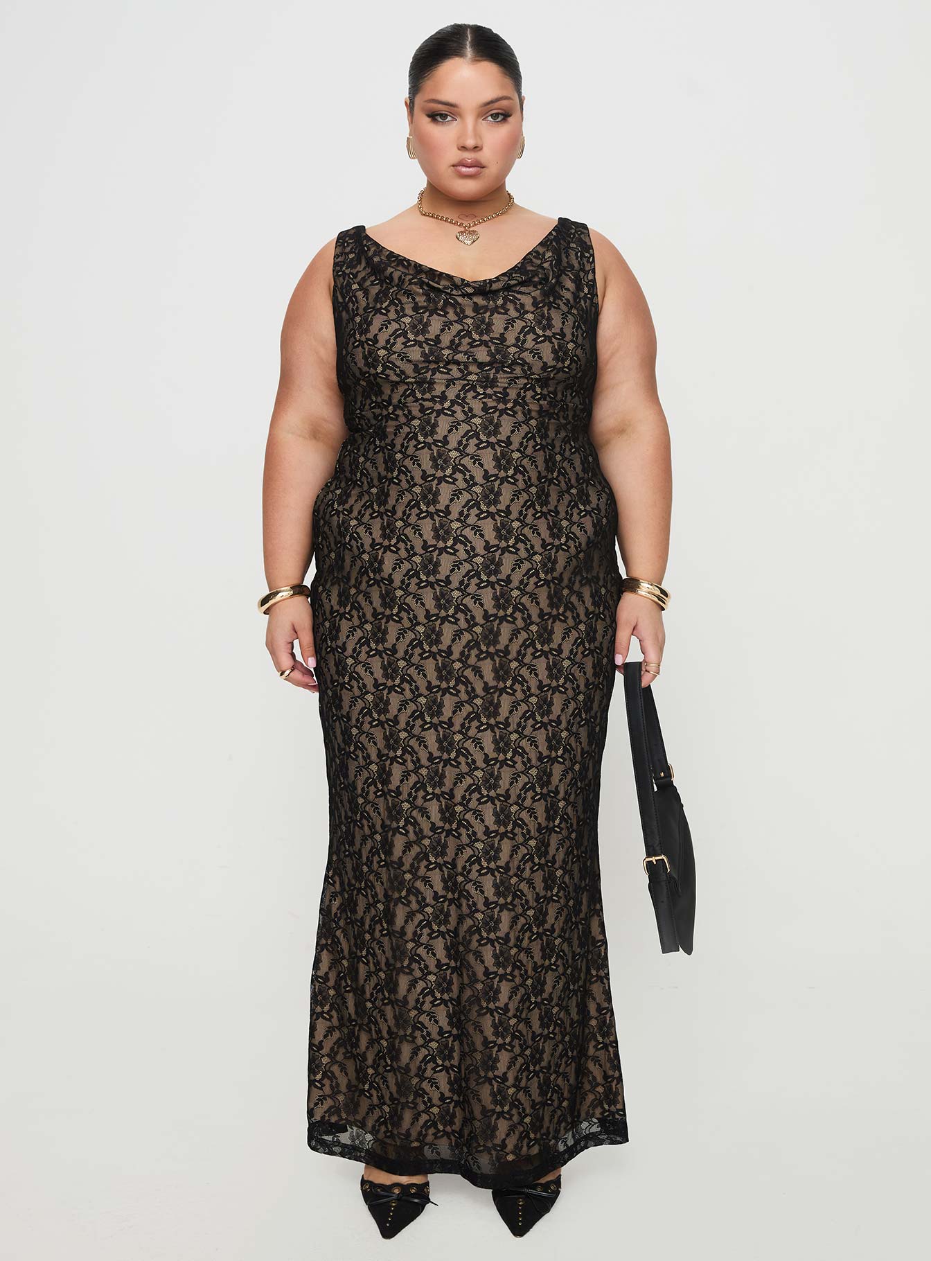 Romani Lace Maxi Dress Black Curve