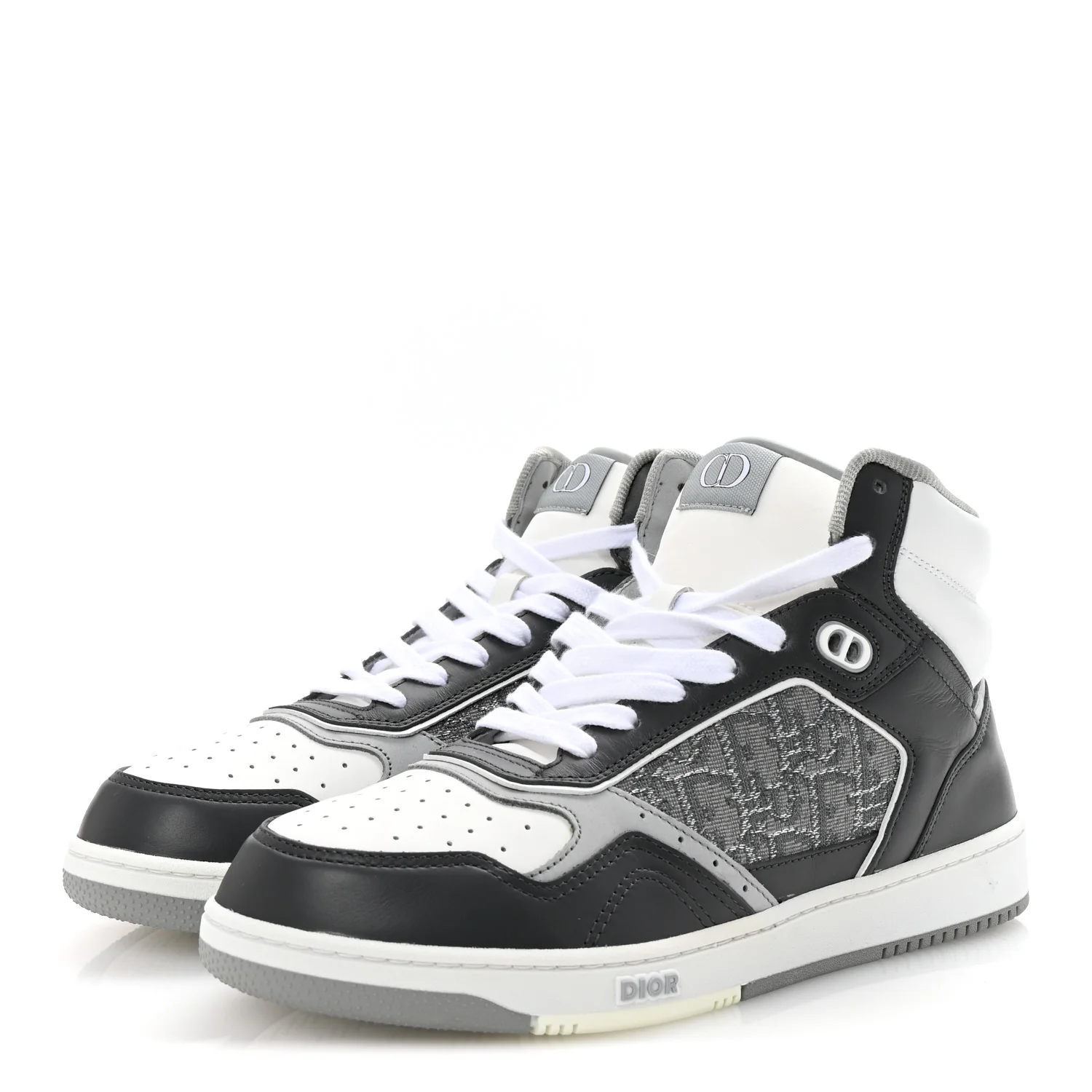 Smooth Calfskin Jacquard Oblique Mens B27 High Top Sneakers 40 Grey - Top Club