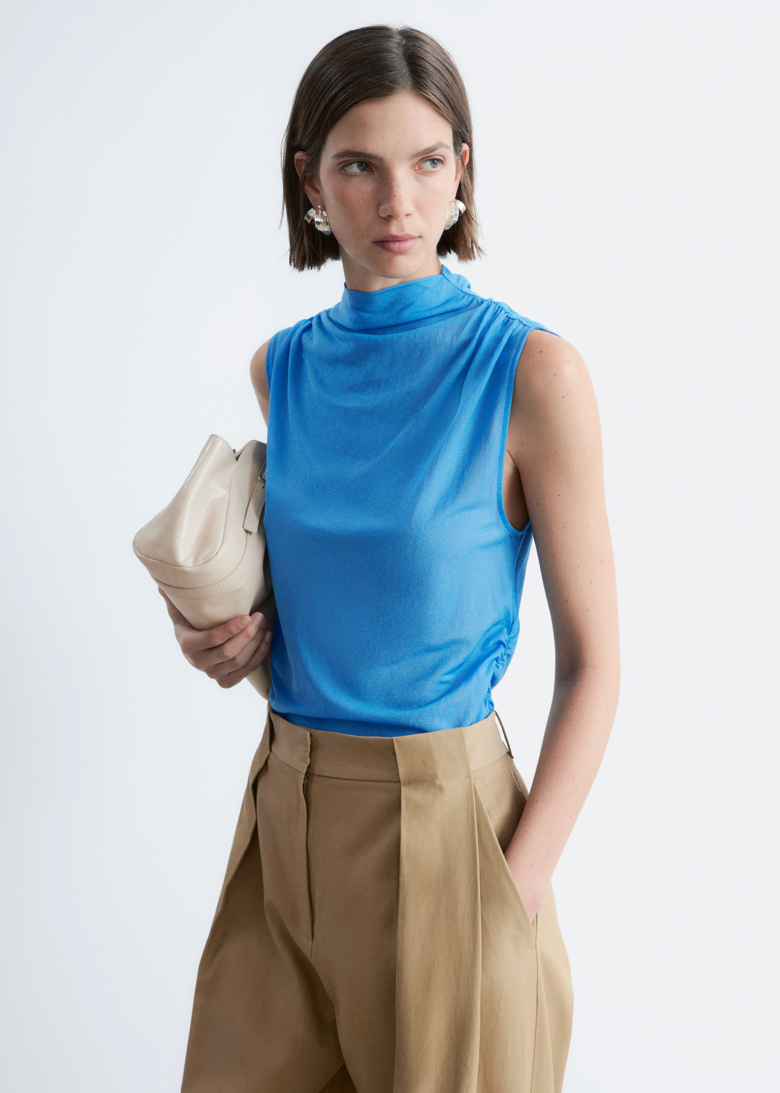 & Other Stories RUCHED MOCK-NECK TOP