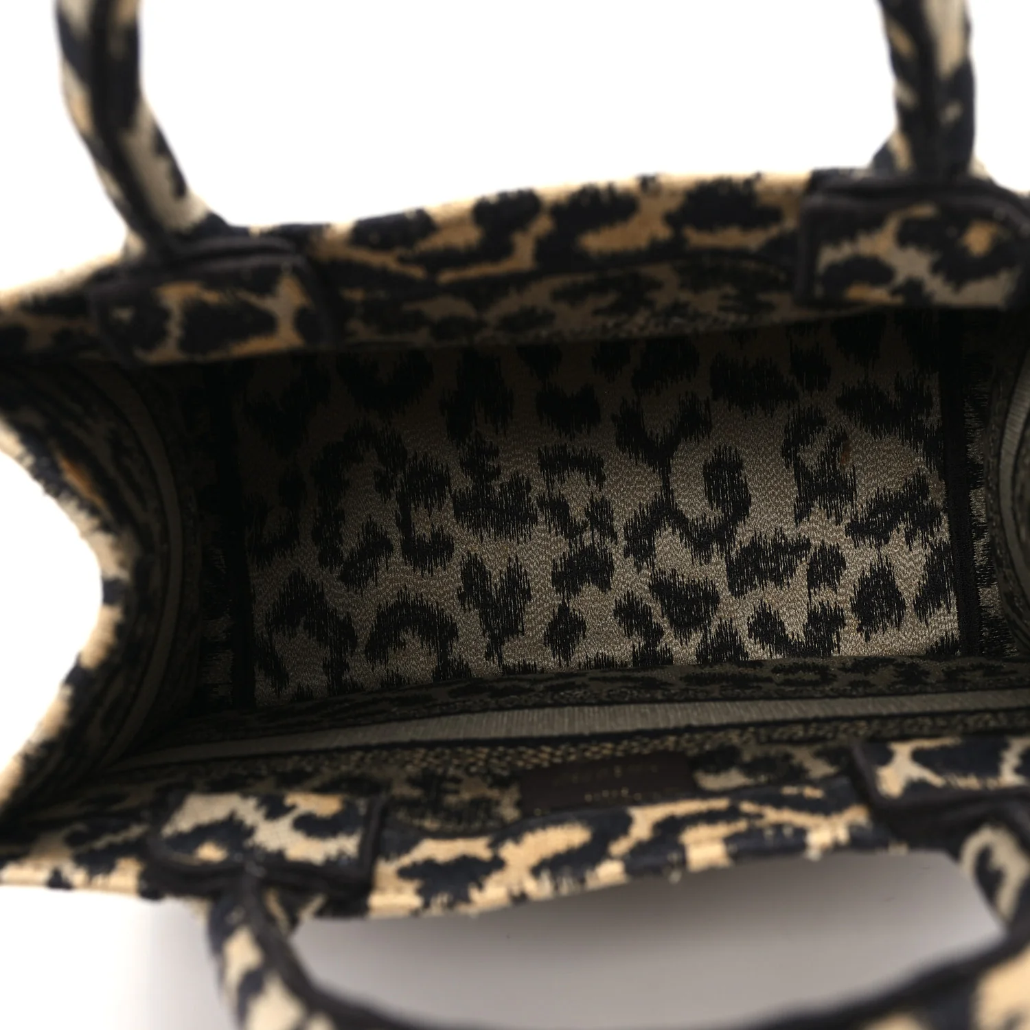 Canvas Mizza Embroidered Small Leopard Book Tote Beige - Top Club
