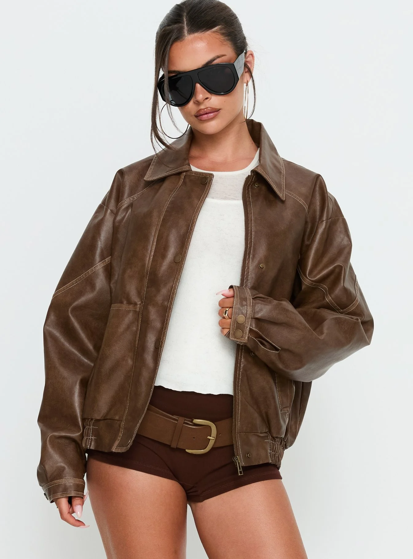 Jaxton Faux Leather Jacket Light Brown