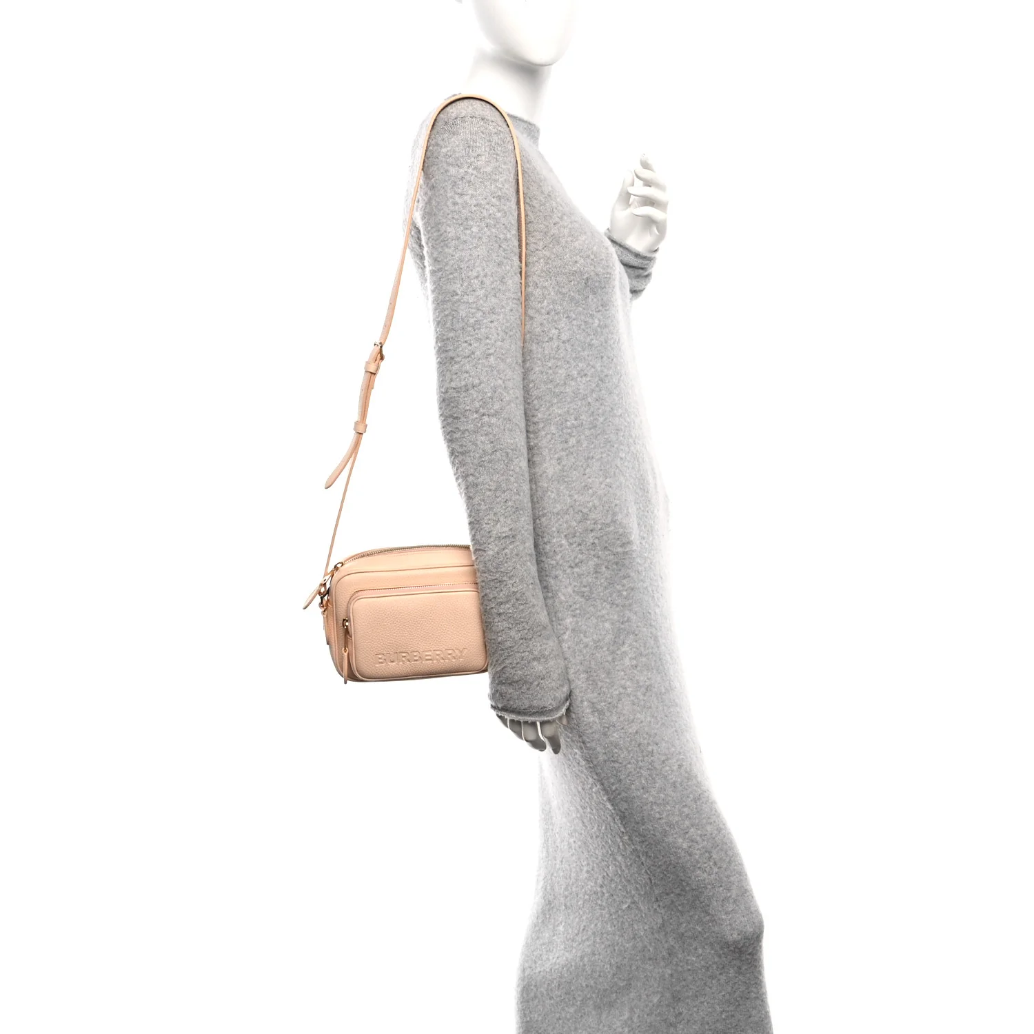 Grained Calfskin Small Camera Bag Peach Pink