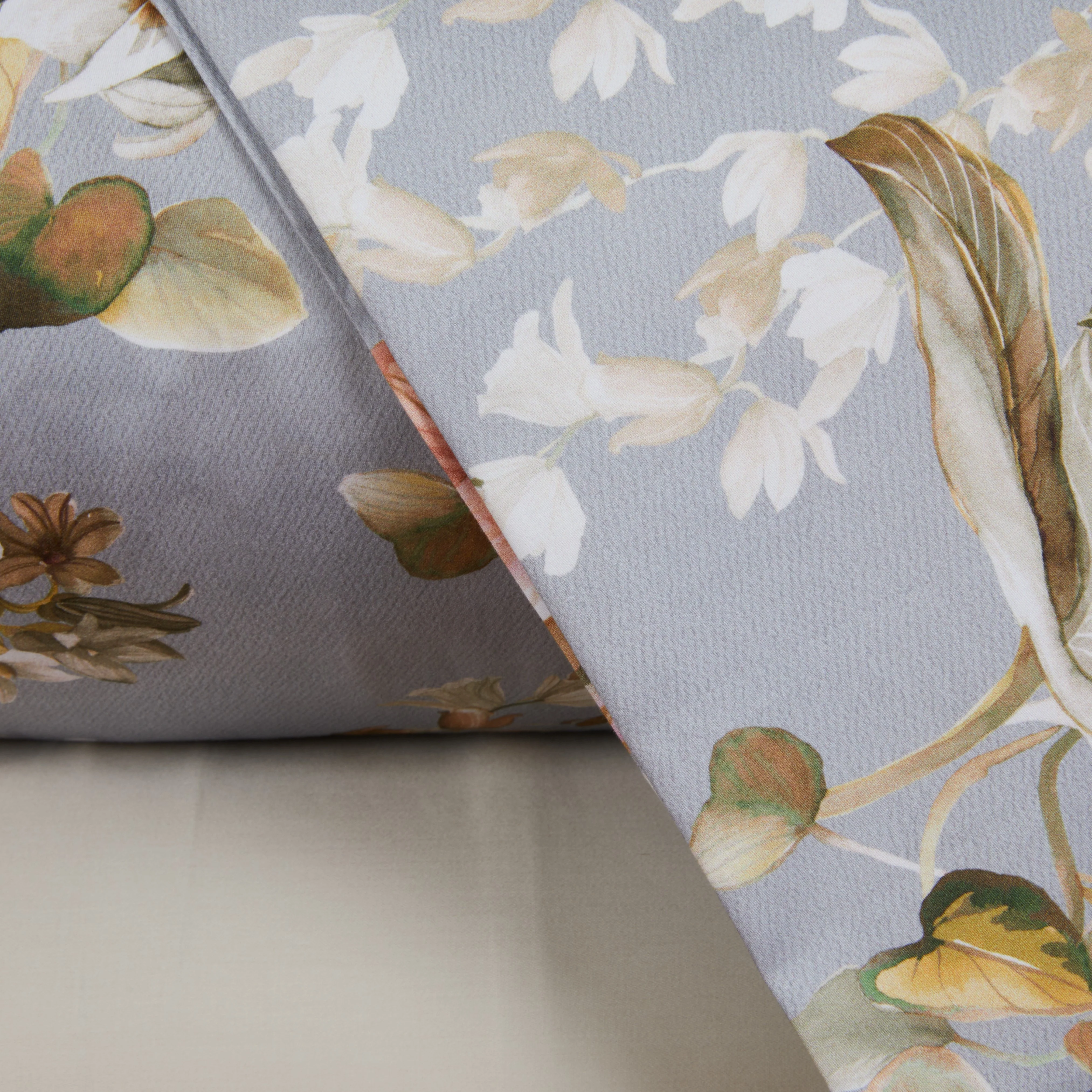 Completo Lenzuola In Raso Di Cotone Plumbago Matrimoniale