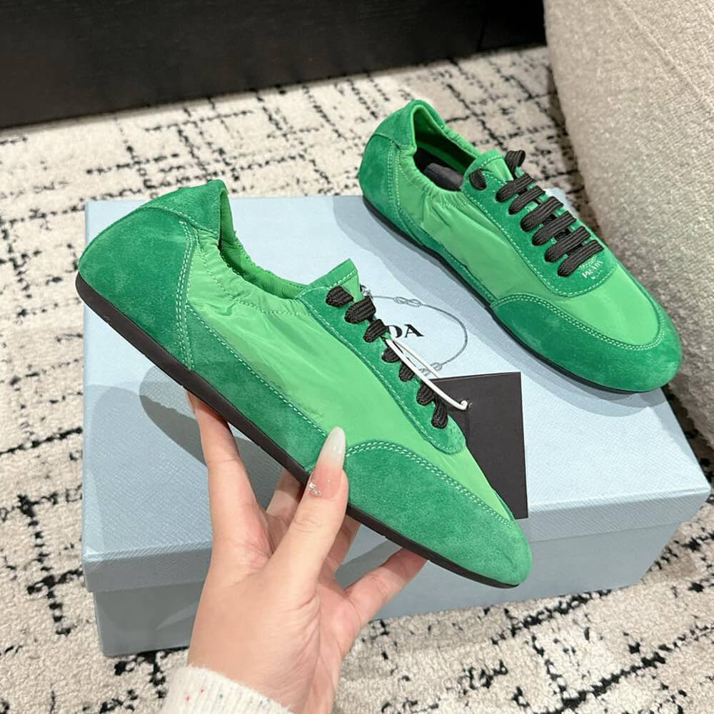 PRADA Collapse Re-Nylon and suede elasticized sneakers - Top Club