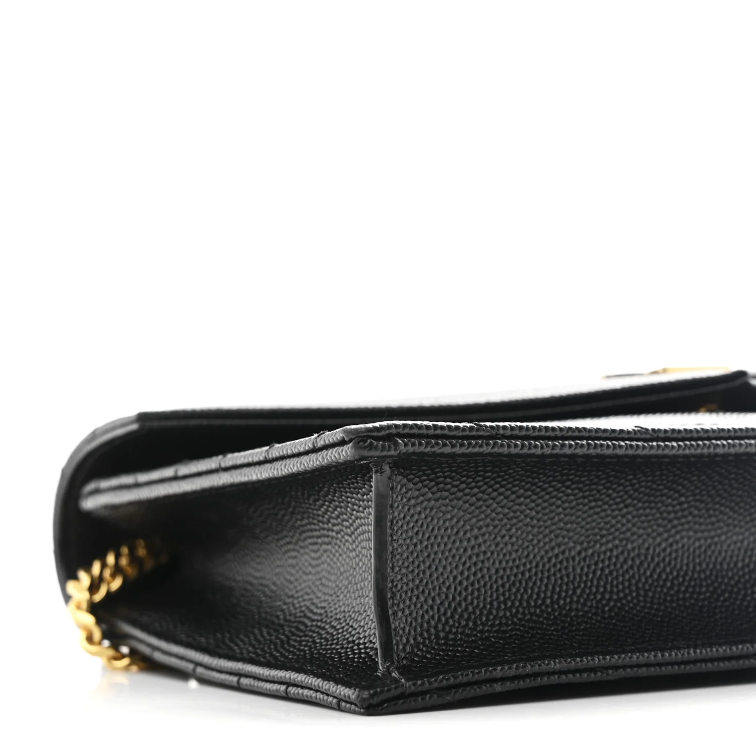 Grain De Poudre Matelasse Chevron Monogram Envelope Chain Wallet Black - Top Club