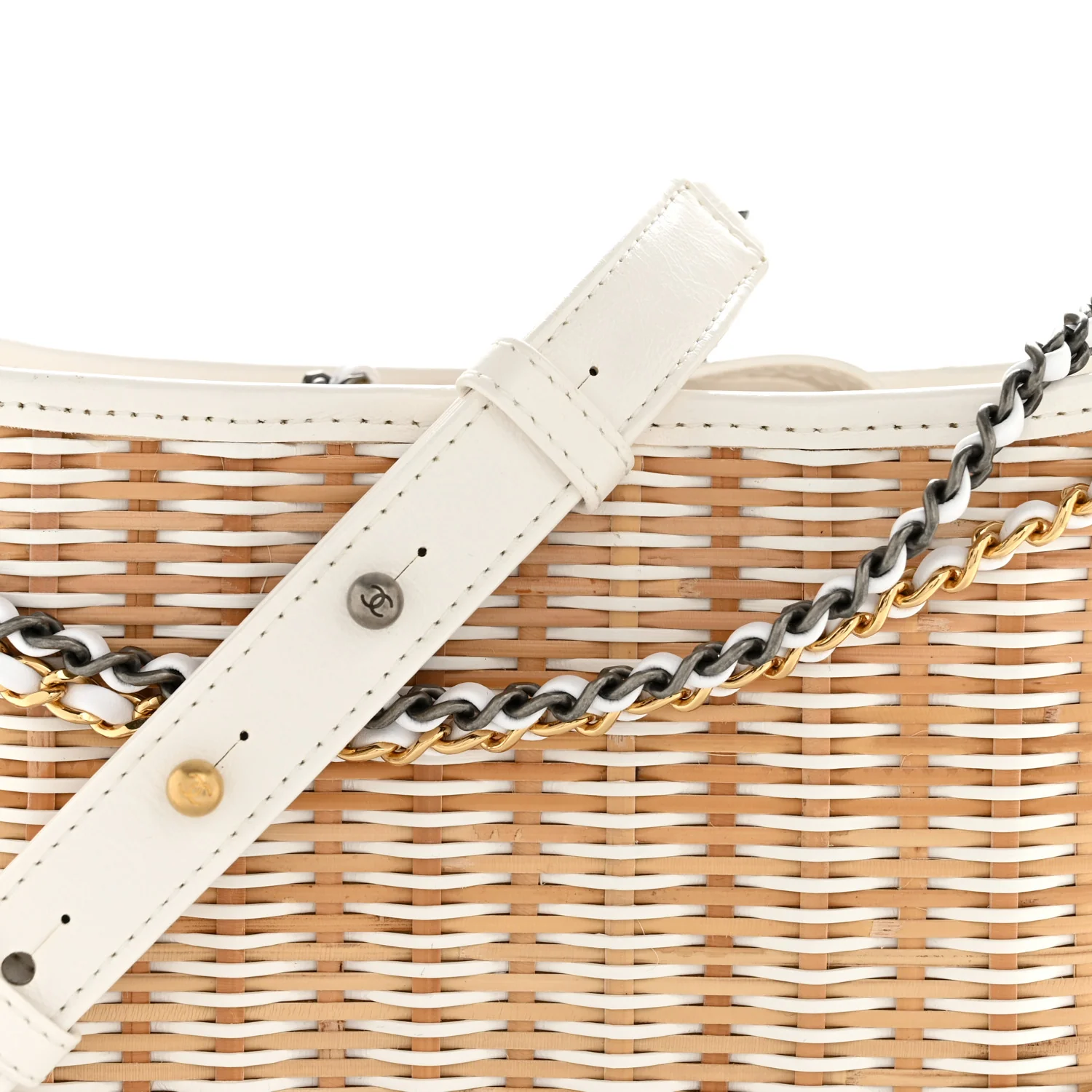 Rattan Calfskin Small Gabrielle Hobo Beige Ivory - Top Club