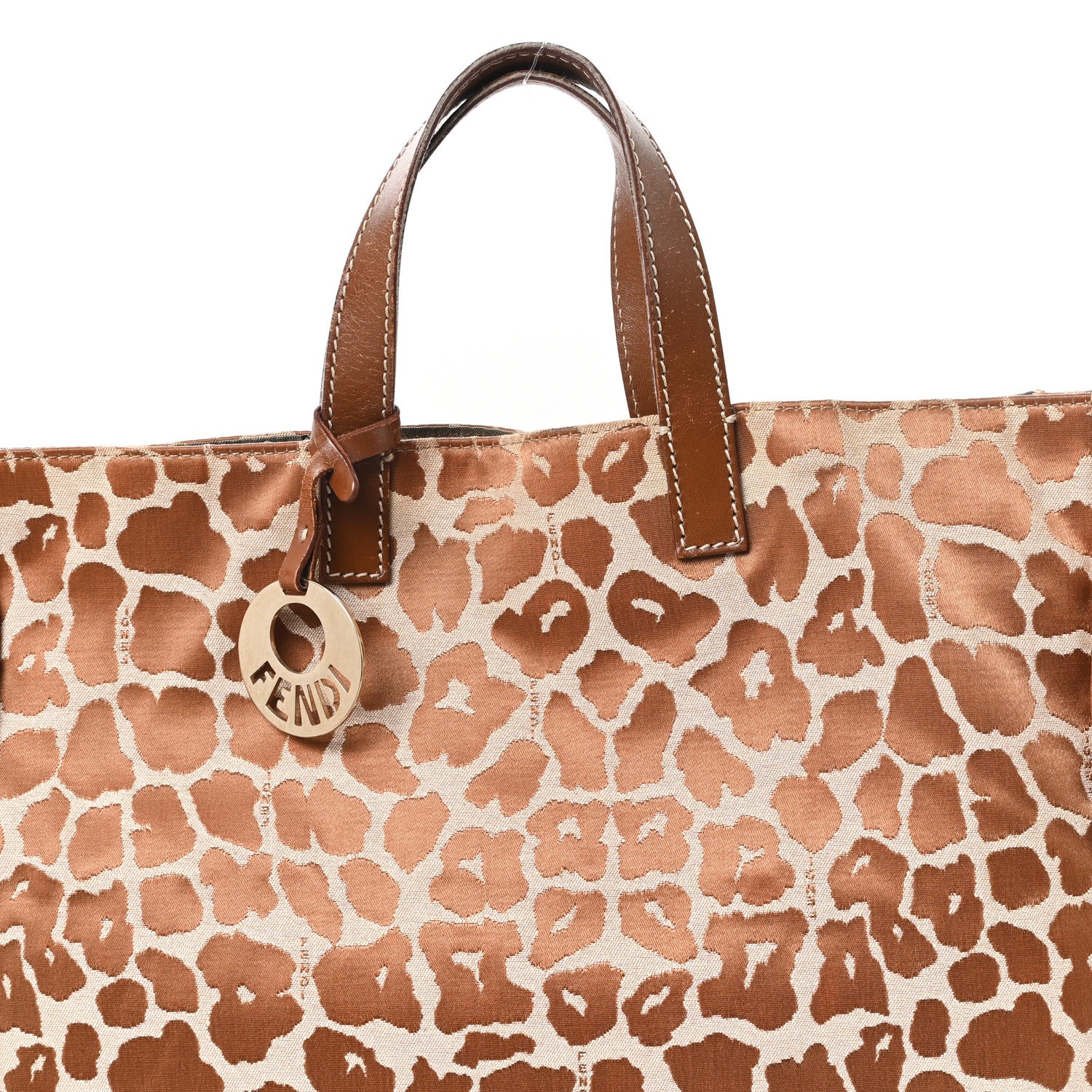 Jacquard Leopard Print Shopping Tote Brown - Top Club