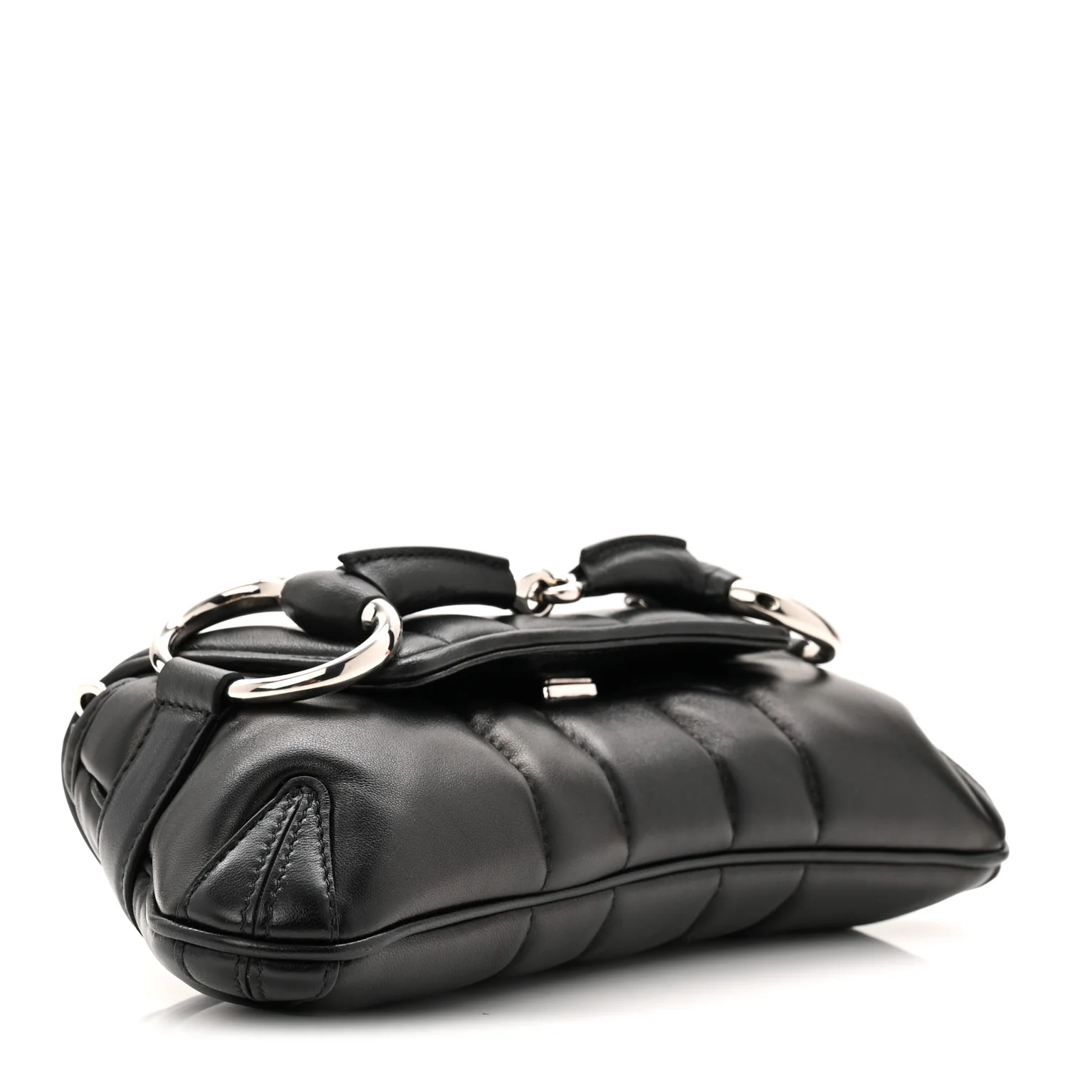 Nappa Vertical Matelasse Small Maxi Horsebit Chain Shoulder Bag Black - Top Club