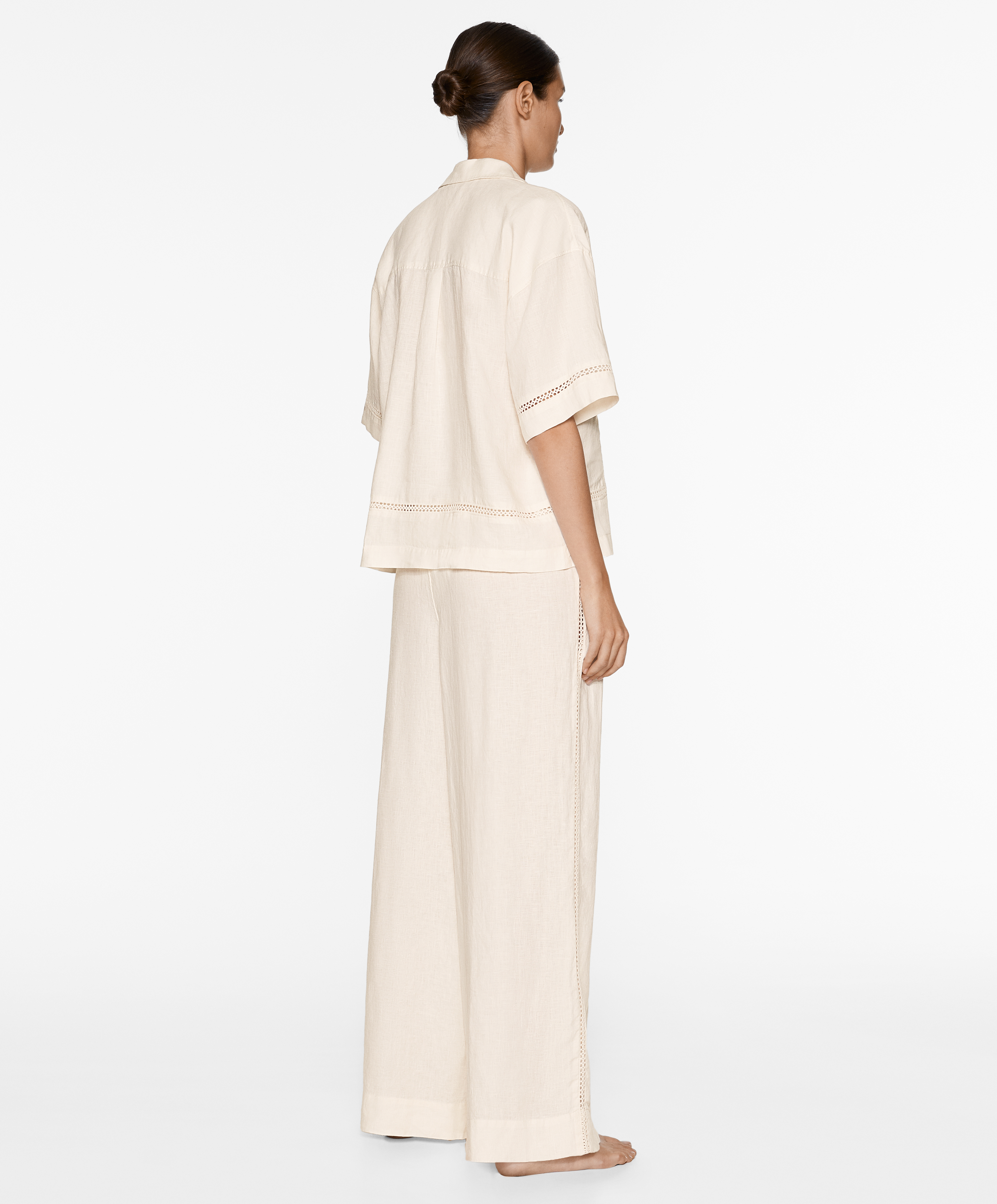 OYSHO 100% linen embroidered shirt