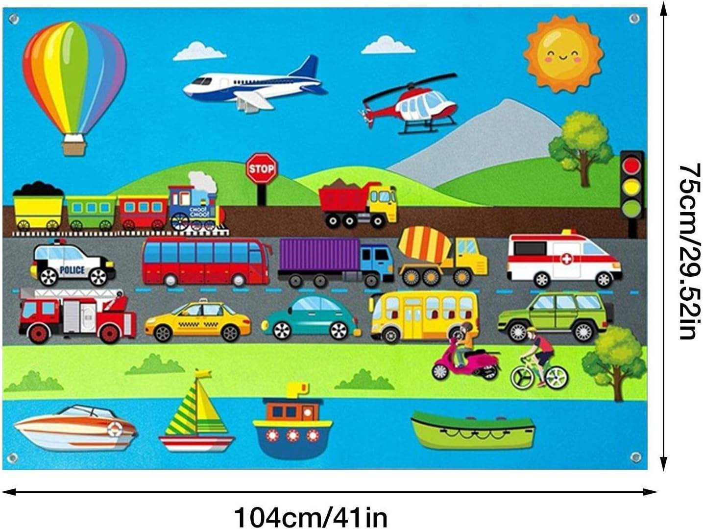 Children's Educational Transport Busy Board Toy Felt Flannel Graphs for Toddlers Cars & Ship Vehicle Gift Idea