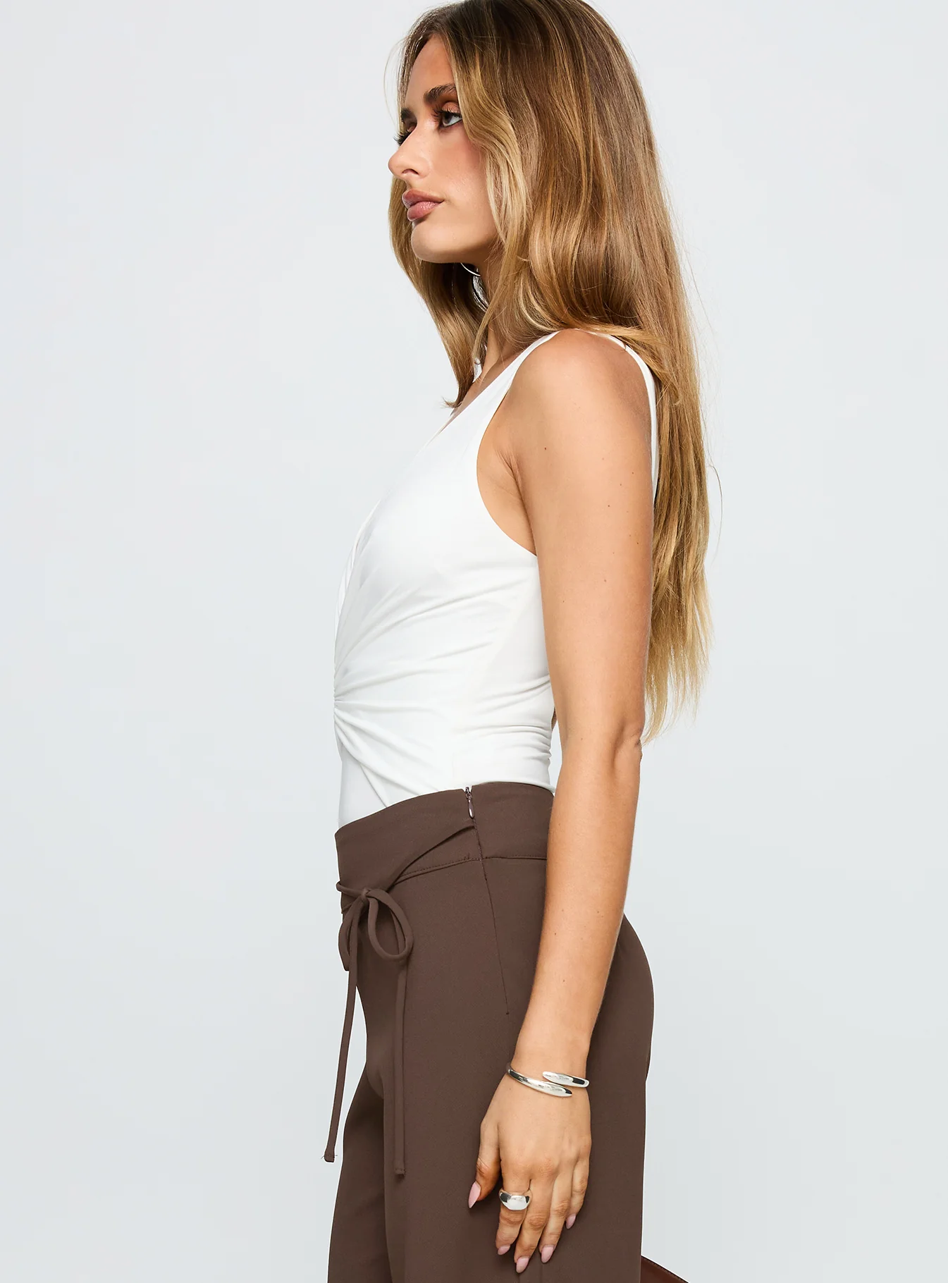 Midnight In Paris Backless Bodysuit White