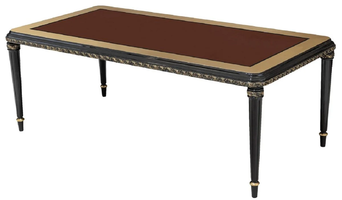 Luxury Baroque Dining Room Set Silver Pattern / Brown / Black / Gold - 1 Baroque Dining Table & 6 Baroque Dining Chairs - Luxury Dining Room Furniture in Baroque Style - Baroque Dining Room Furniture