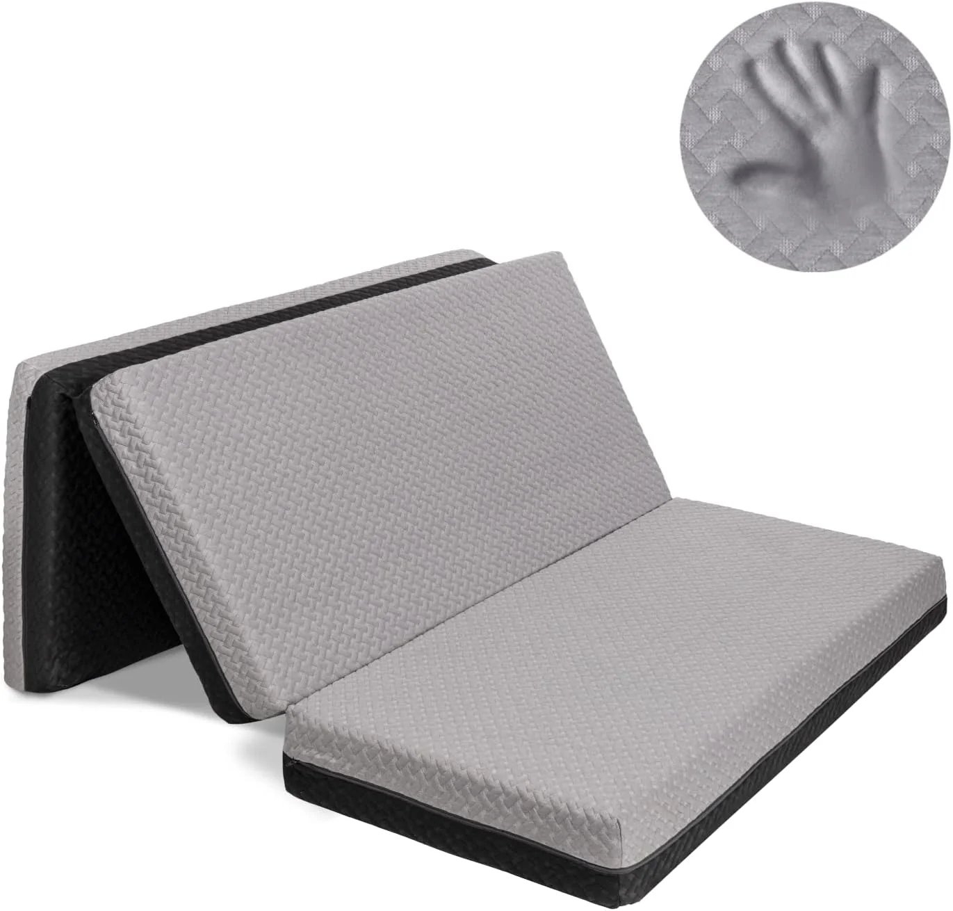 Milliard Dual Sided Premium Tri Folding Mattress, Memory Foam Foldable Mattress with Waterproof Washable Cover + Bonus Eye Mask Included