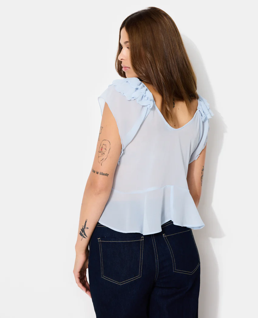 Pimkie Blouse en voile avec volants et nouettes