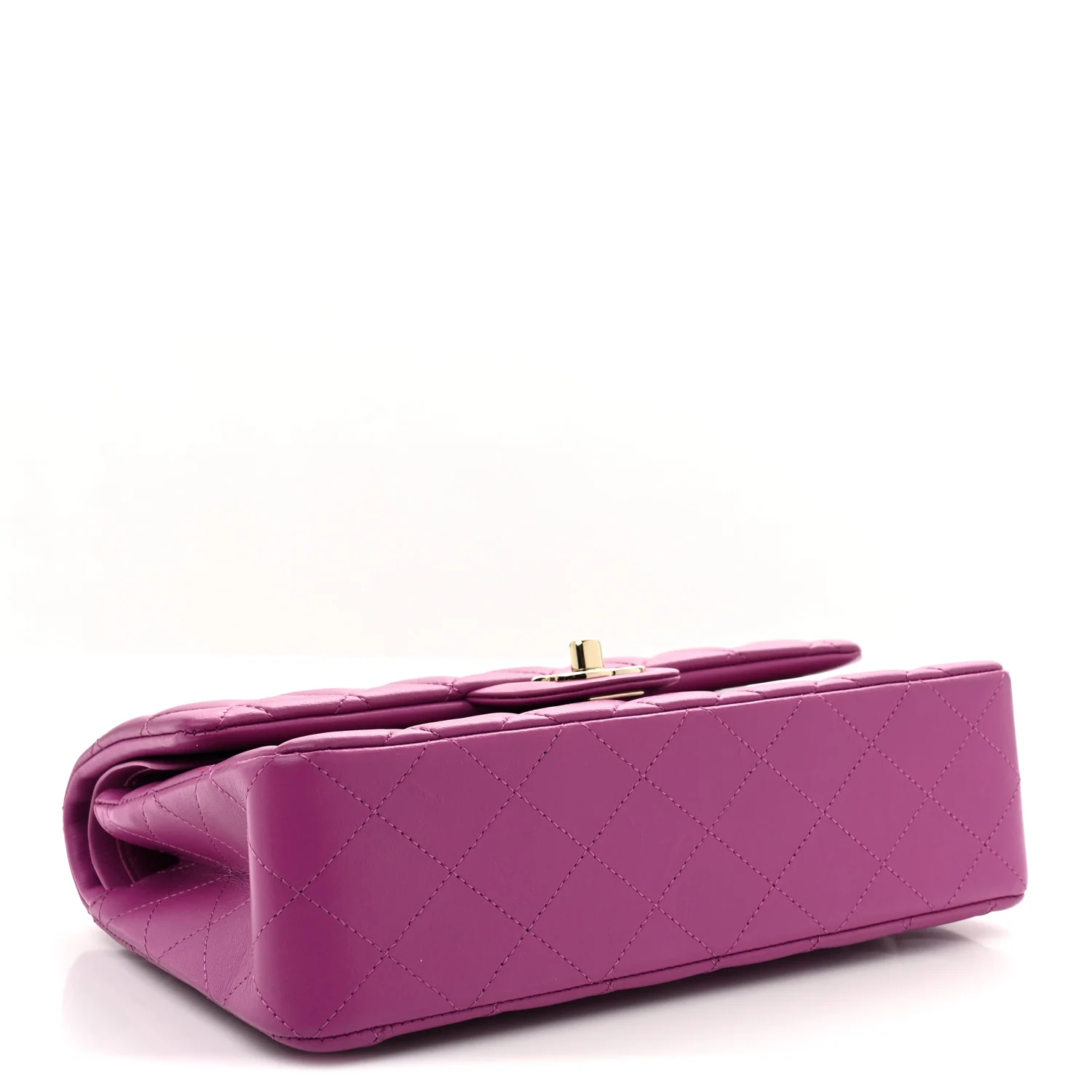 Lambskin Quilted Small Double Flap Purple - Top Club