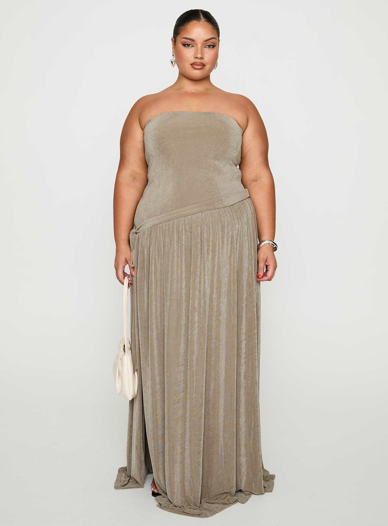 Inka Strapless Maxi Dress Taupe Curve