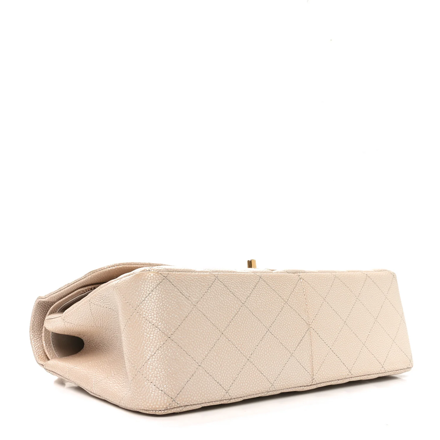 Iridescent Caviar Quilted Jumbo Double Flap Beige - Top Club