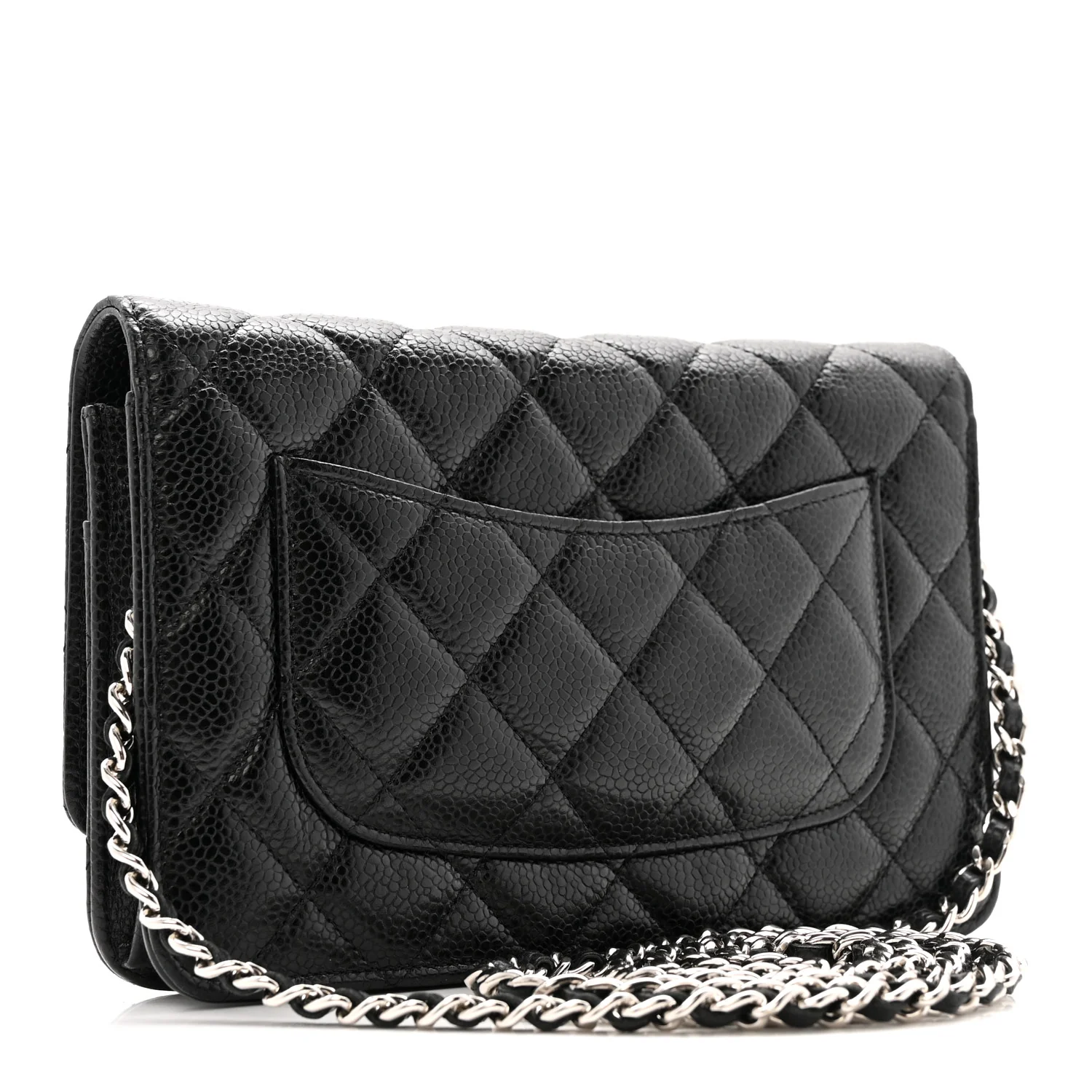 Caviar Quilted Wallet on Chain WOC Black - Top Club
