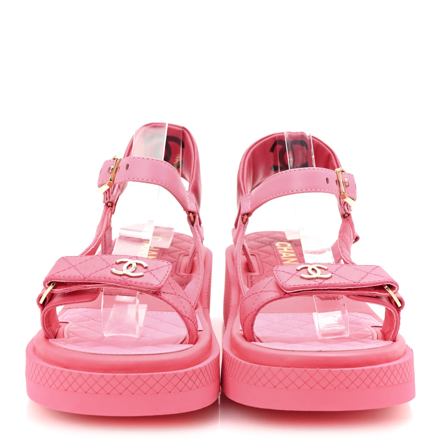 Lambskin Logo Platform Sandals 39 Pink Red - Top Club