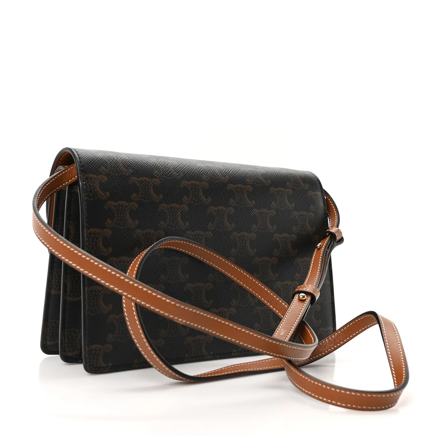 Triomphe Canvas Lambskin Wallet On Strap Tan - Top Club