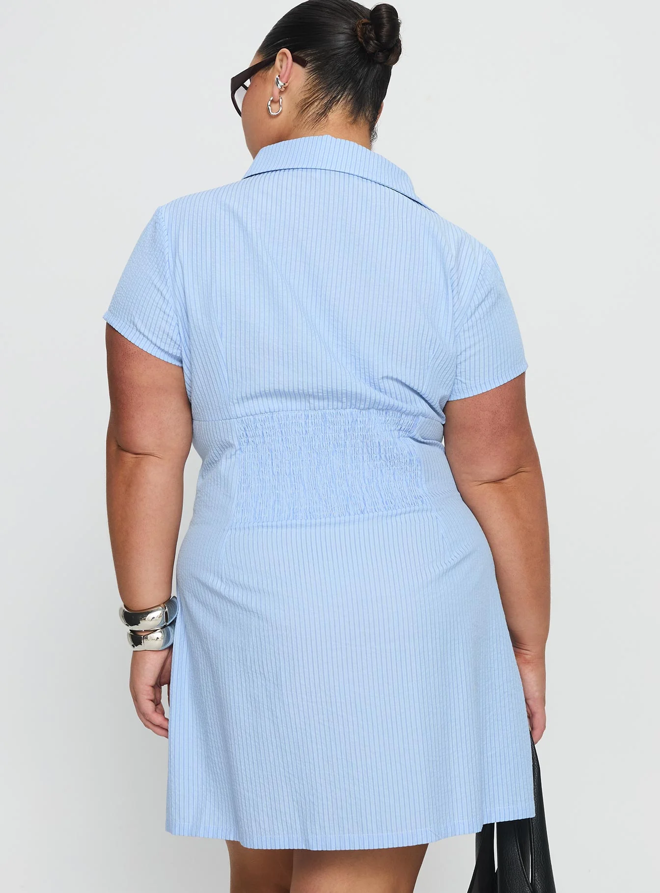 Motley Mini Dress Blue Stripe Curve