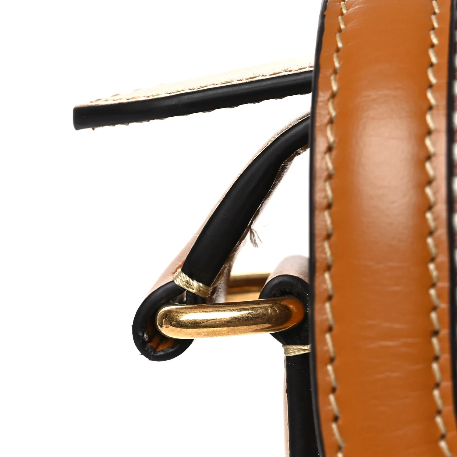 Smooth Calfskin Canvas 9to5 Shoulder Bag Natural Golden - Top Club