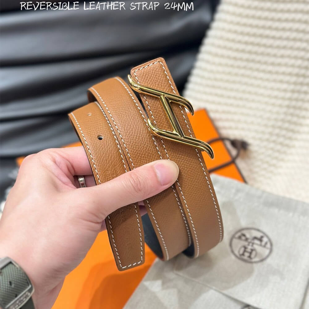 HDN belt buckle   Reversible leather strap 24 mm - Top Club