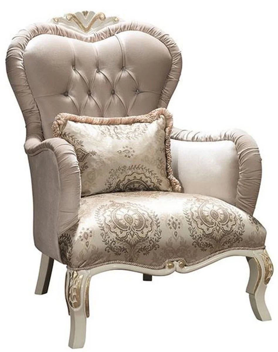 Luxury Baroque Living Room Set Gray / Cream / Gold - 2 Sofas & 2 Armchairs & 1 Coffee Table - Living Room Furniture in Baroque Style - Noble Baroque Furniture