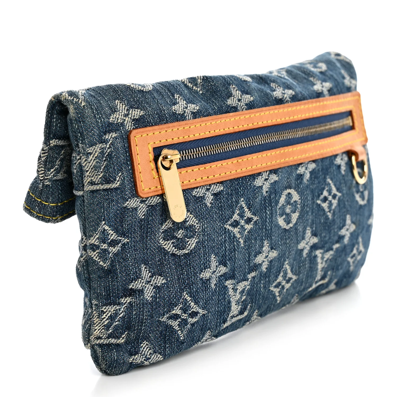 Monogram Denim Pochette Plat Clutch Blue - Top Club