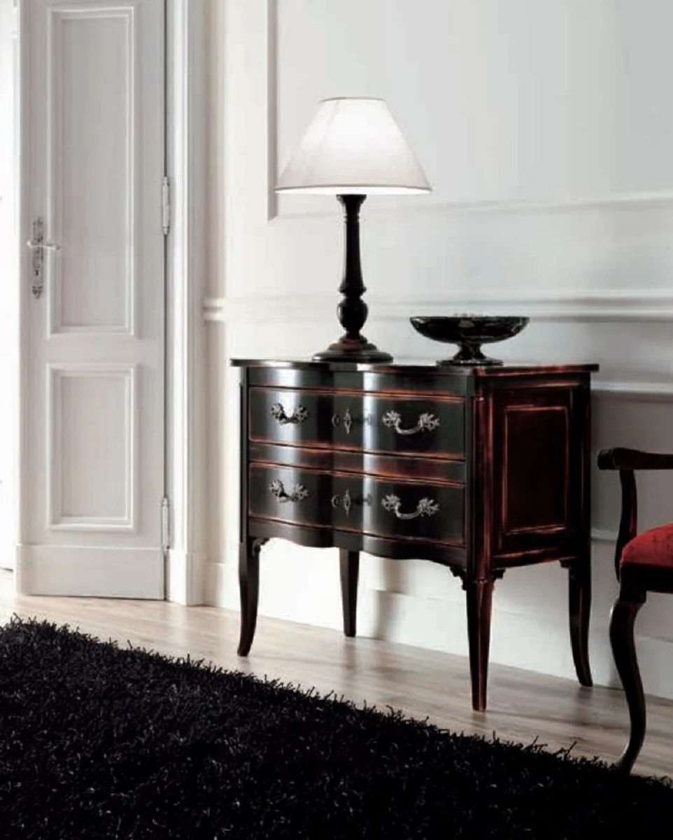 Luxury Baroque Chest of Drawers Antique Black / Silver - Handmade Solid Wood Chest of Drawers with 2 Drawers - Baroque Style Bedroom Furniture - Baroque Furniture - Luxury Quality - Made in Italy