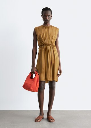 & Other Stories GATHERED SILK MINI DRESS