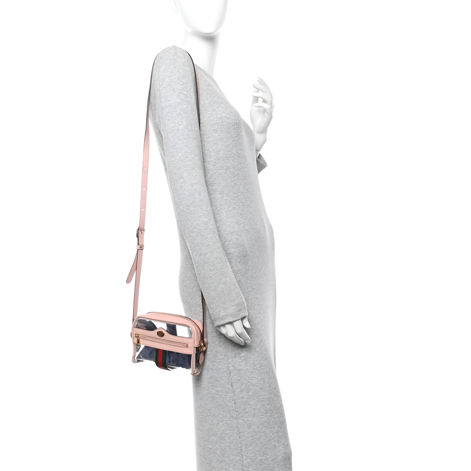 Vinyl Web Mini Ophidia Transparent Shoulder Bag Perfect Pink - Top Club