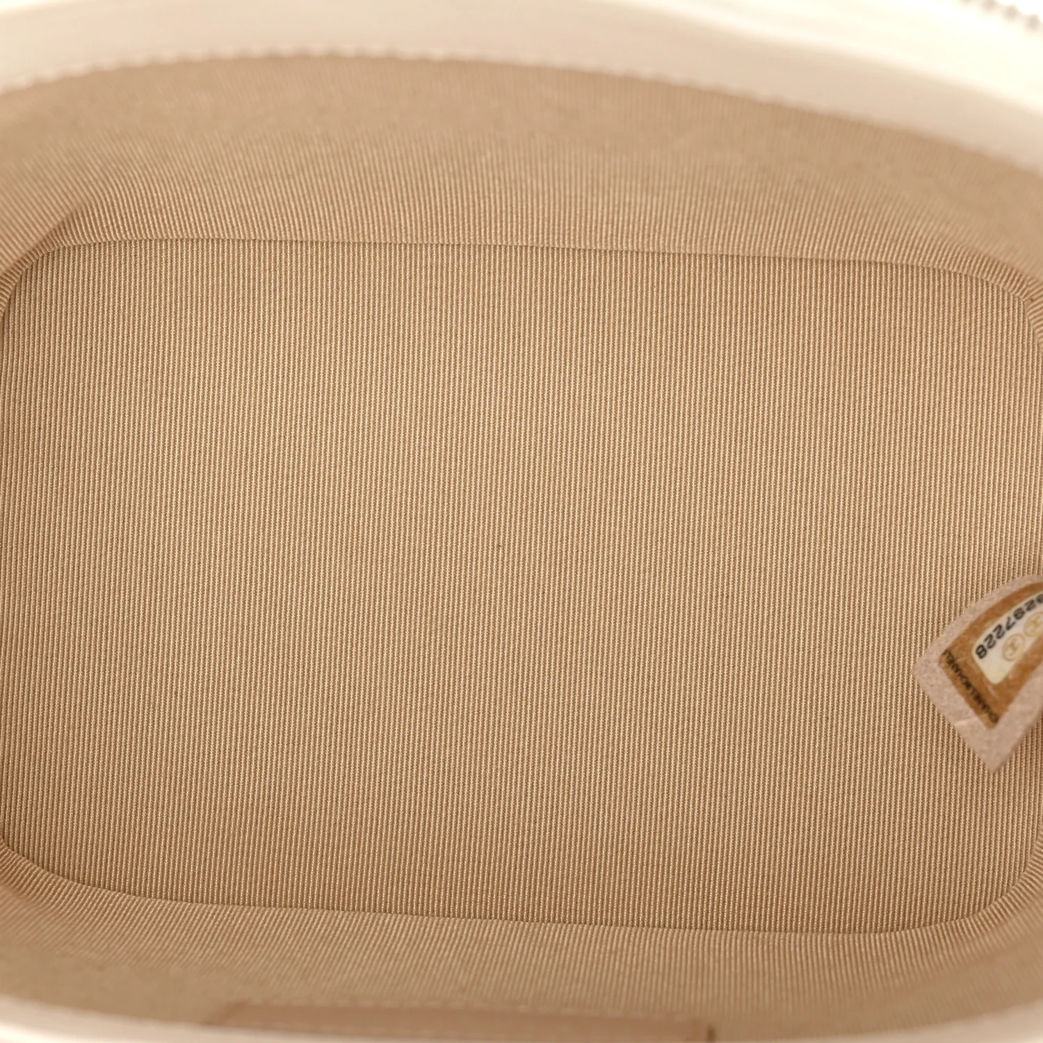 Calfskin Raffia Small Vanity Case Bag White Beige - Top Club
