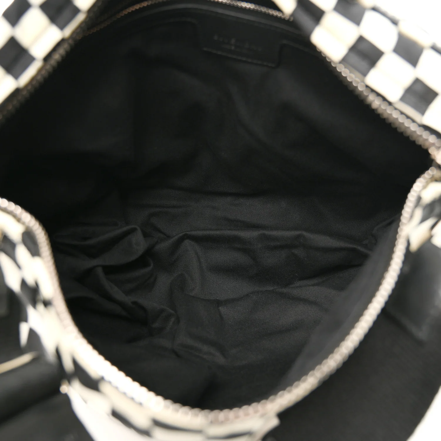 Nylon Checker Print Large Pandora Black White - Top Club