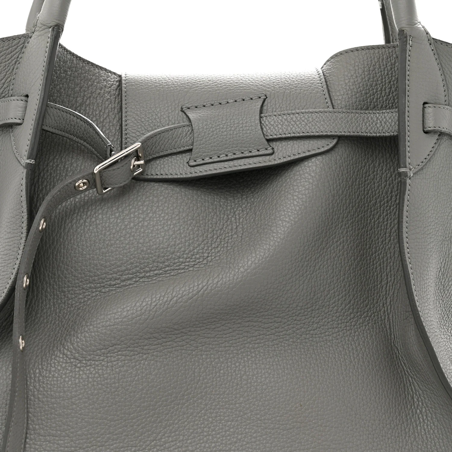 Supple Grained Calfskin Medium Big Bag Grey - Top Club