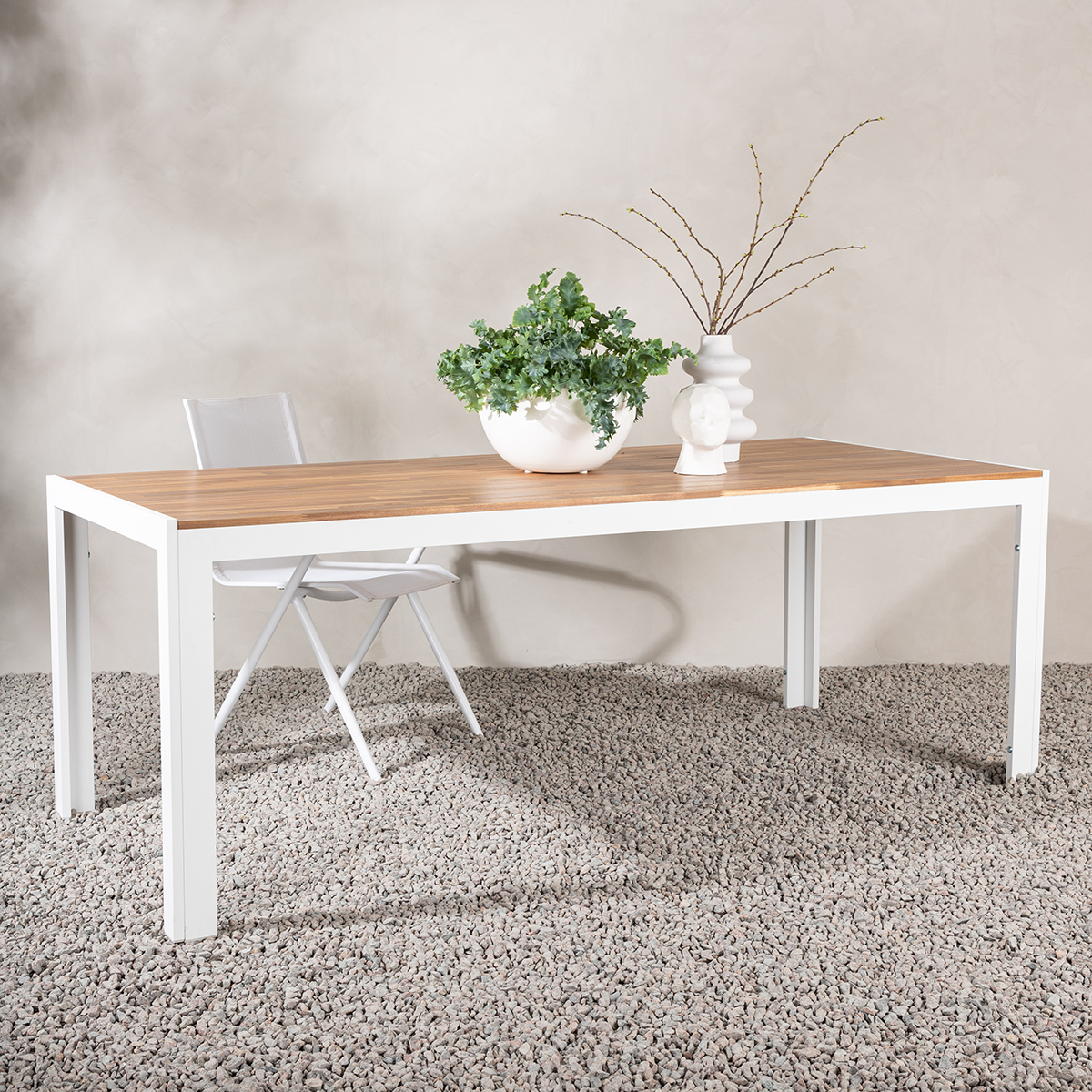 Tuintafel Lasse aluminium - houten tafelblad Zwart