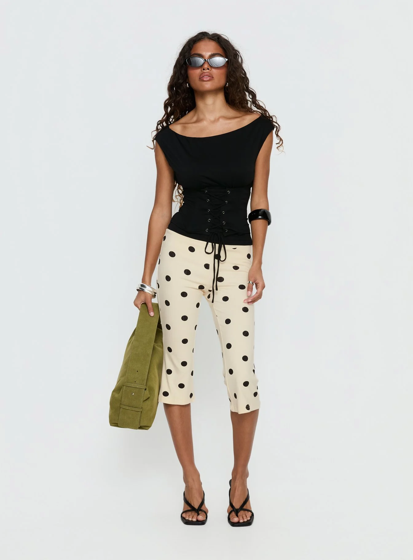 Samaira Capri Pant Cream Polka Dot