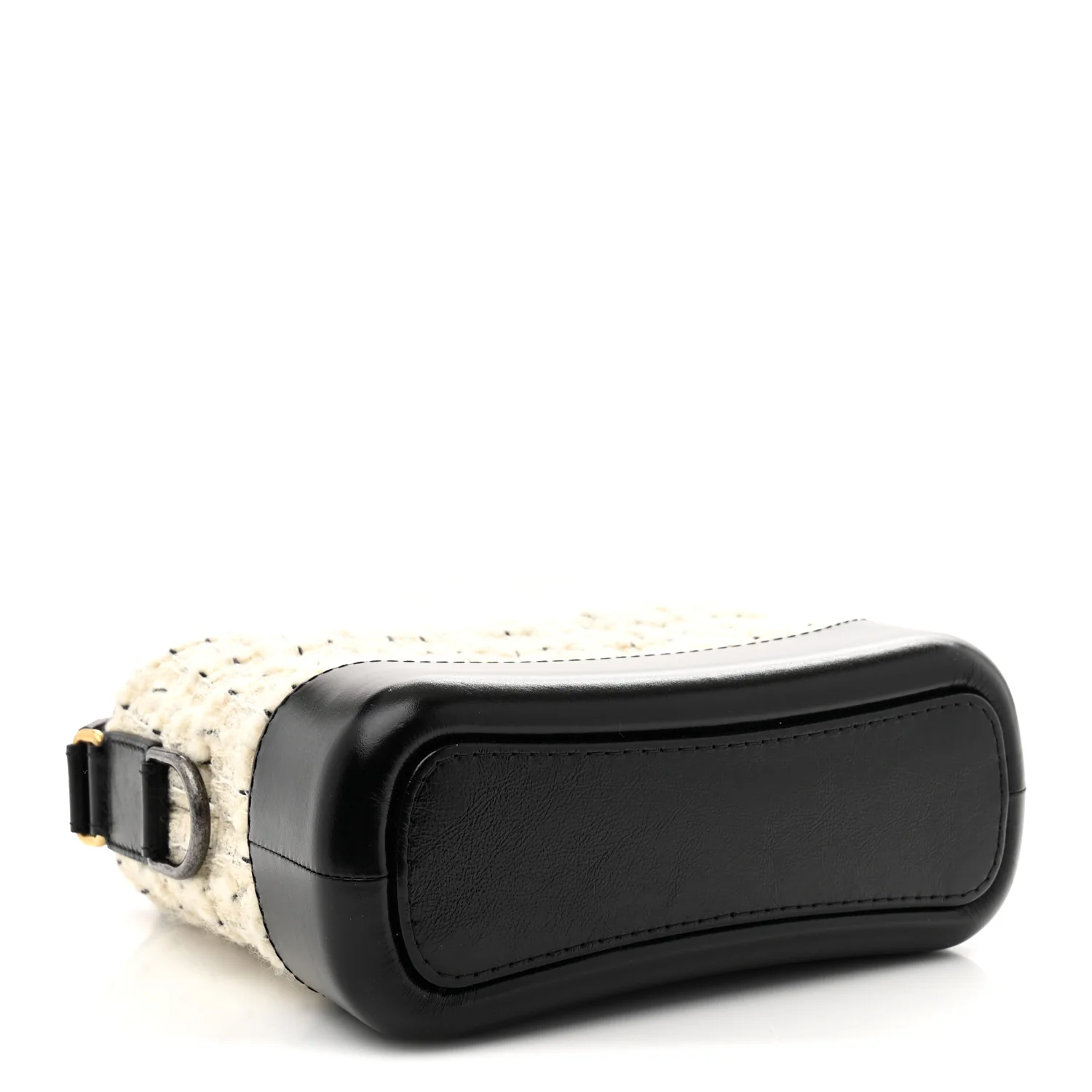 Tweed Calfskin Quilted Small Gabrielle Hobo Ivory Black - Top Club