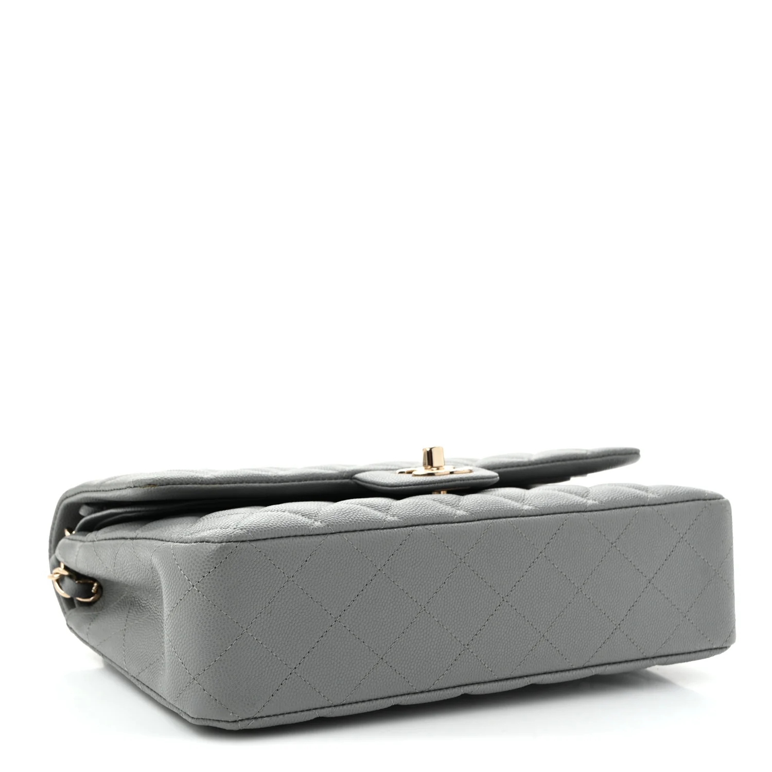 Caviar Quilted Medium Double Flap Grey - Top Club