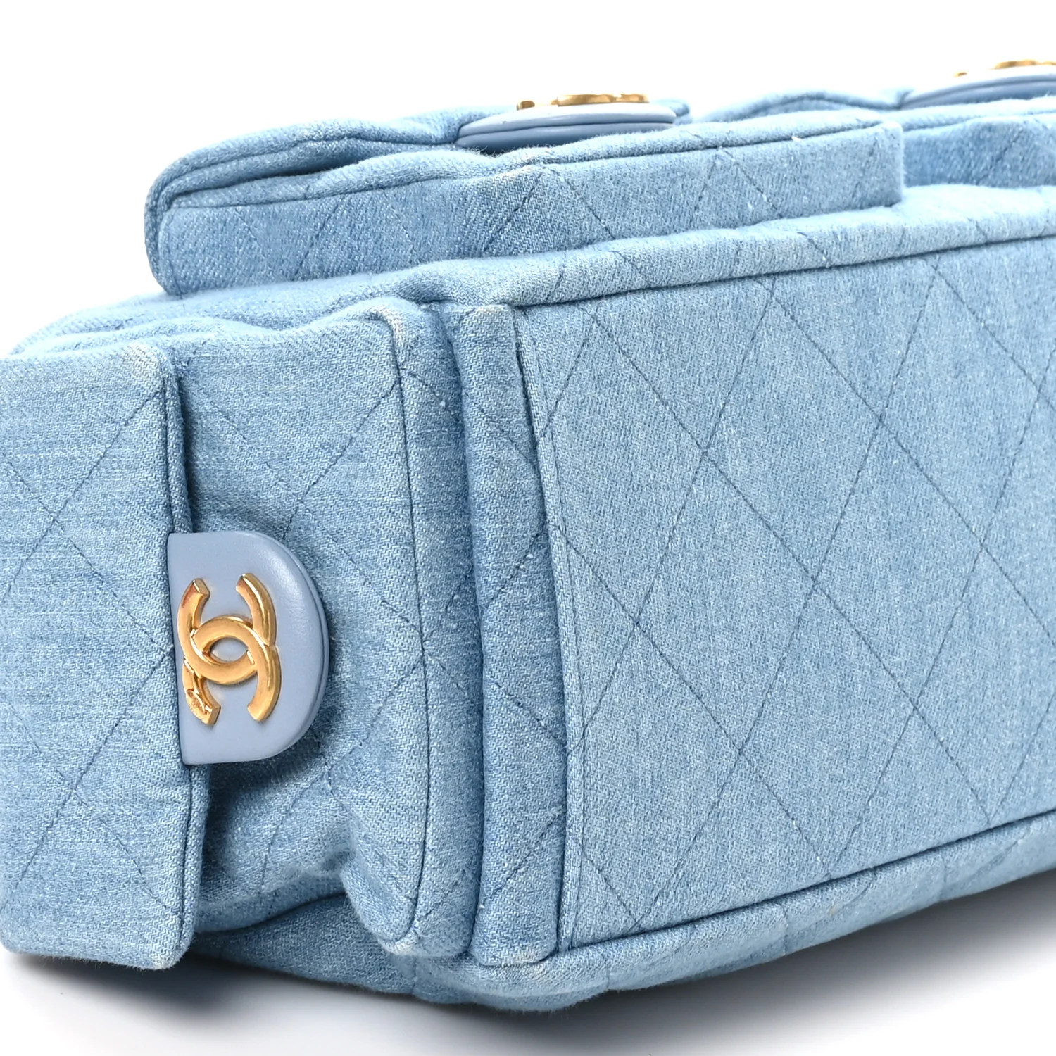 Washed Denim Quilted Large Trendy Pockets Hobo Blue - Top Club