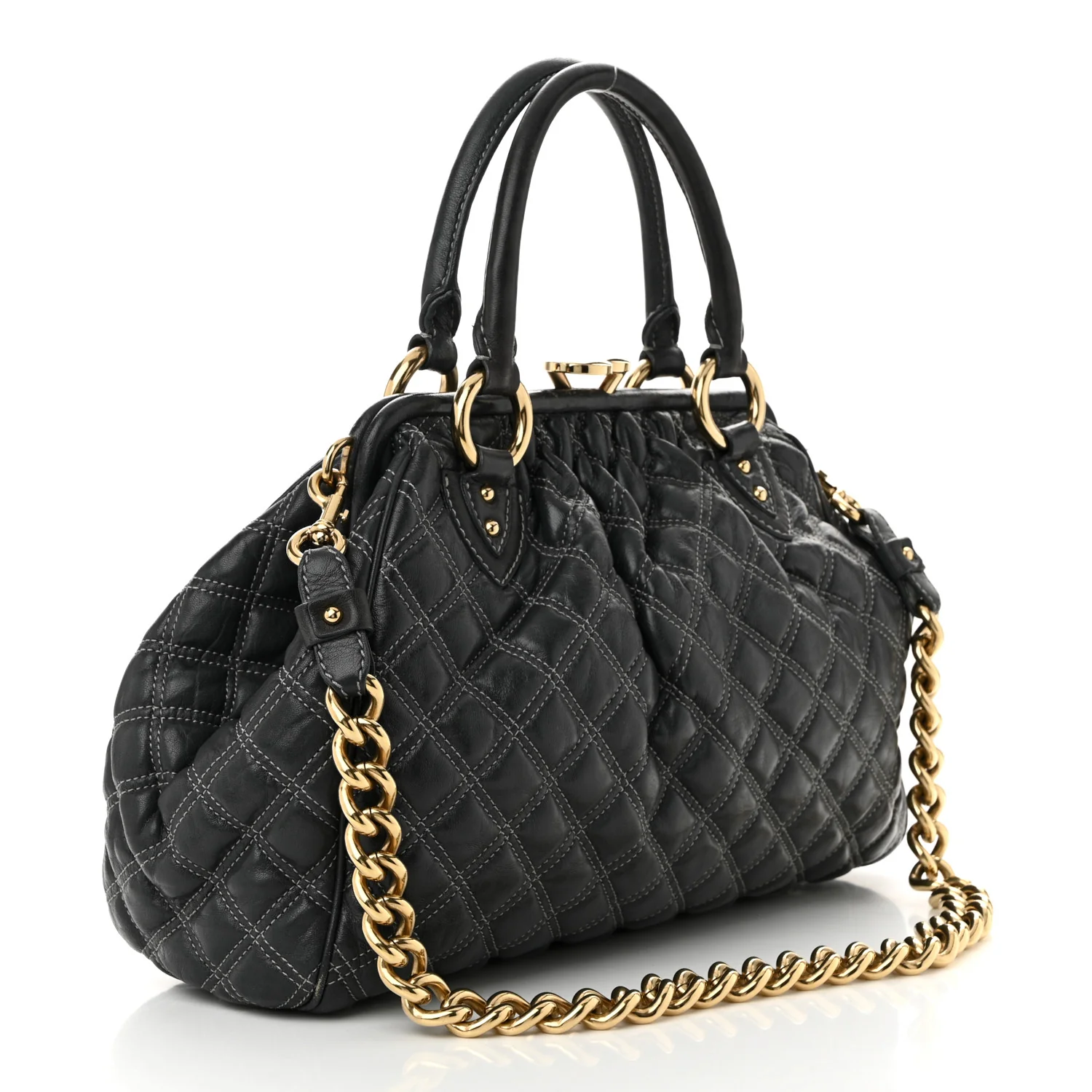 Calfskin Quilted Stam Dark Grey - Top Club