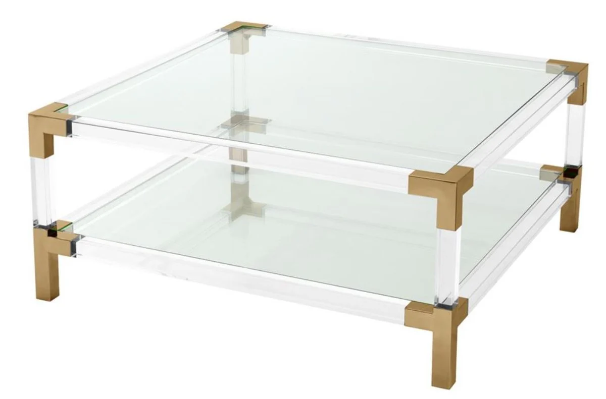 Luxury coffee table brass colored 100 x 100 x H. 45 cm - living room furniture
