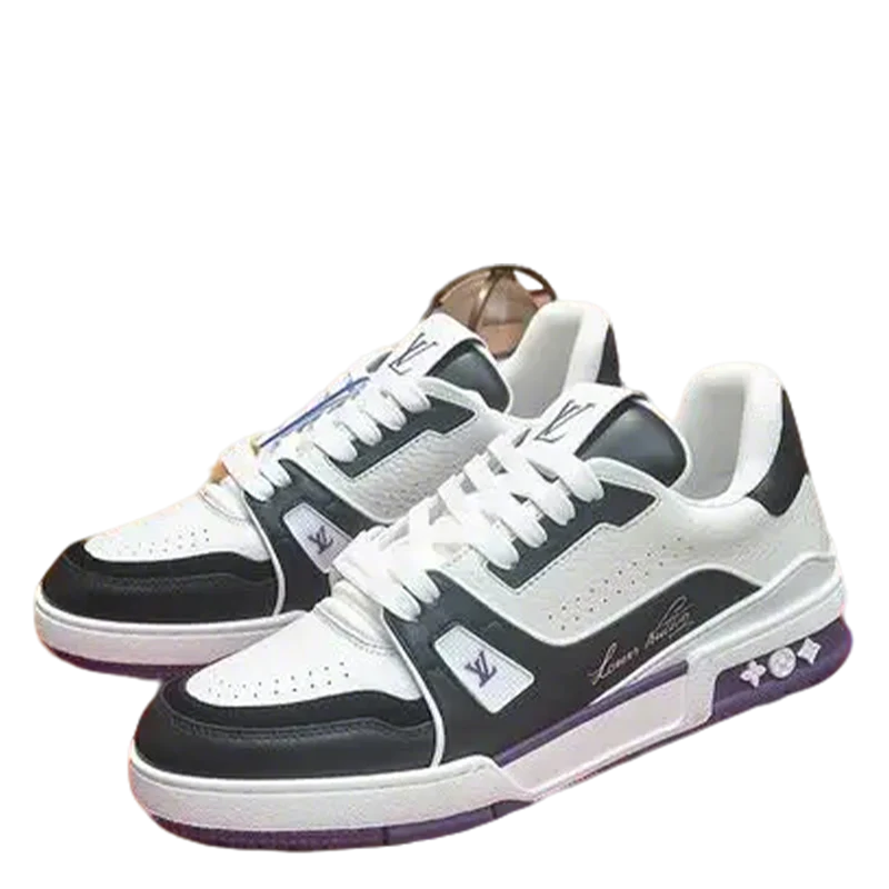Unisex Louis Vuitton Sneakers With Black White And Purple Accents - Sneaker Replica Workshop