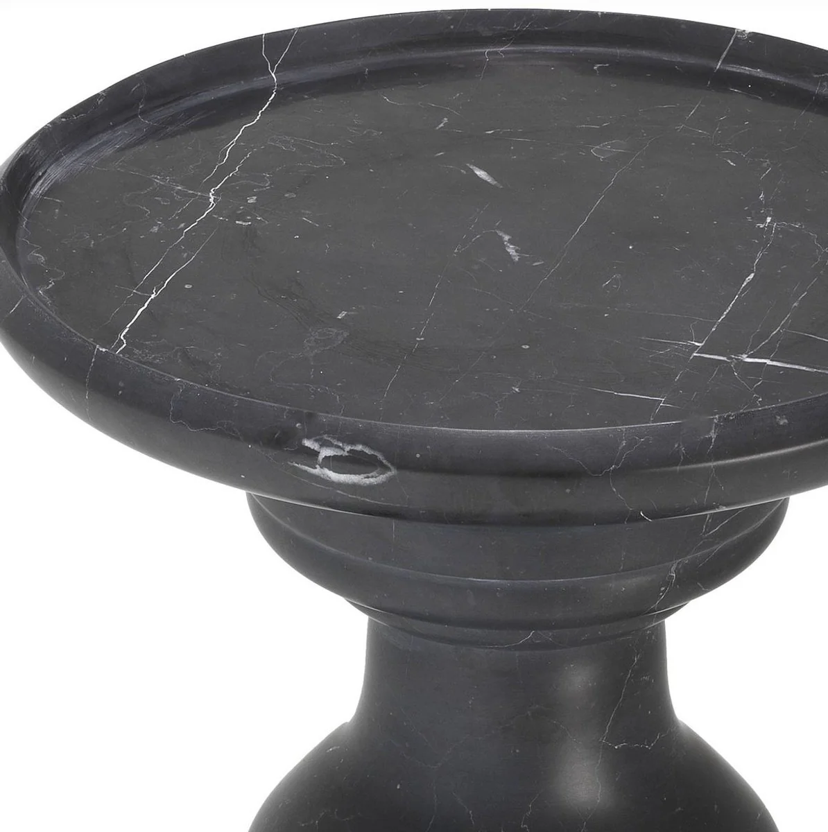 Luxury side table black Ø 33 x H. 39.5 cm - Round side table made of high-quality marble - Luxury marble furniture
